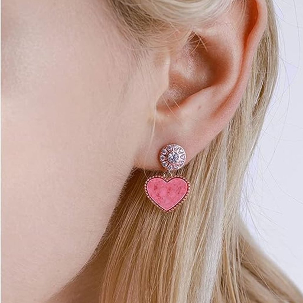 Zara Heart Pink Earrings